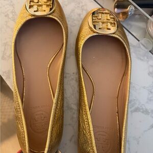 Tory Burch Metallic Gold Flats